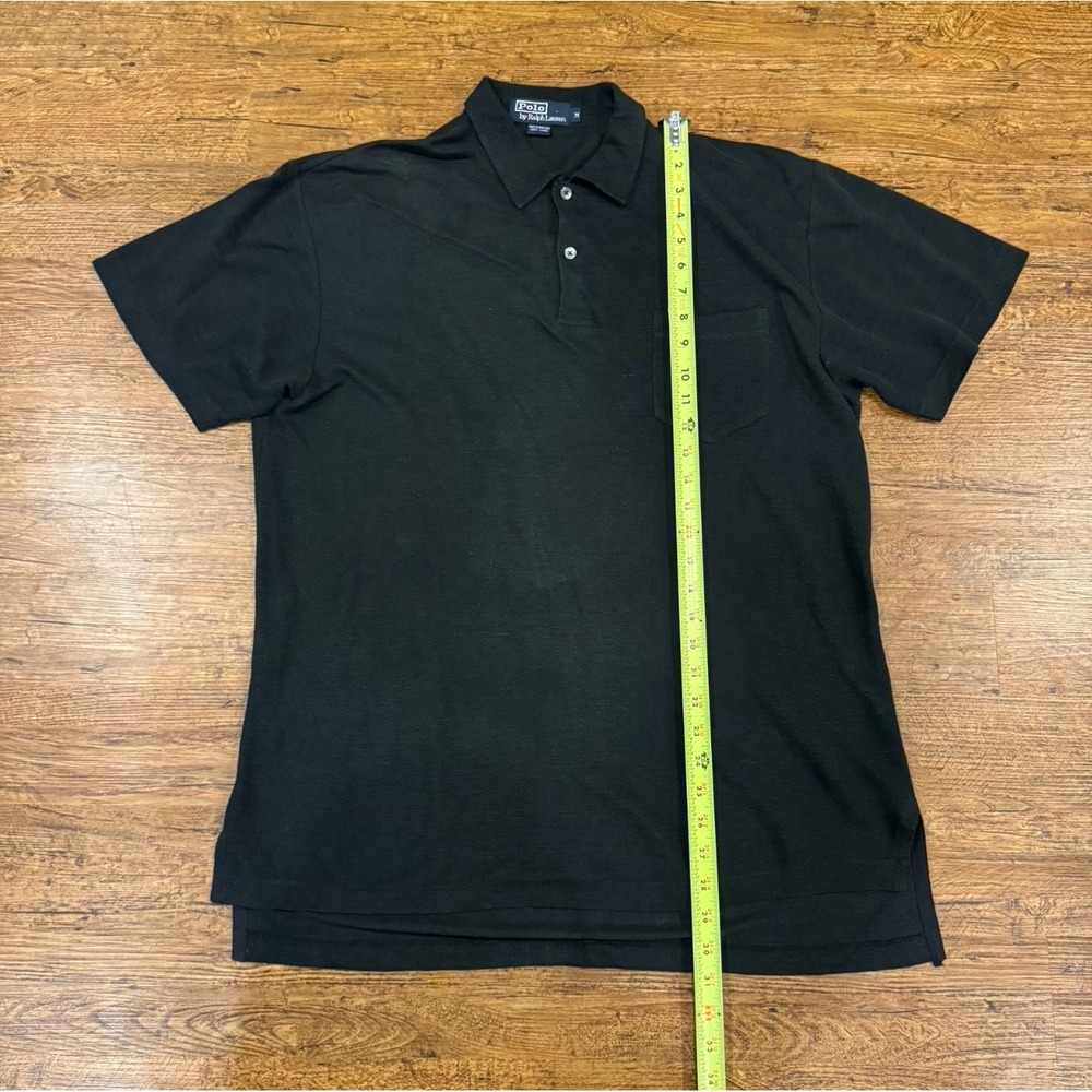 Vintage Polo Ralph Lauren Black 100% Linen Casual Short Sleeve Polo Shirt Men M - Picture 6 of 7